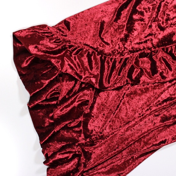 Free People x Misile Burgundy Velvet Wrap Skirt - Picture 11 of 12